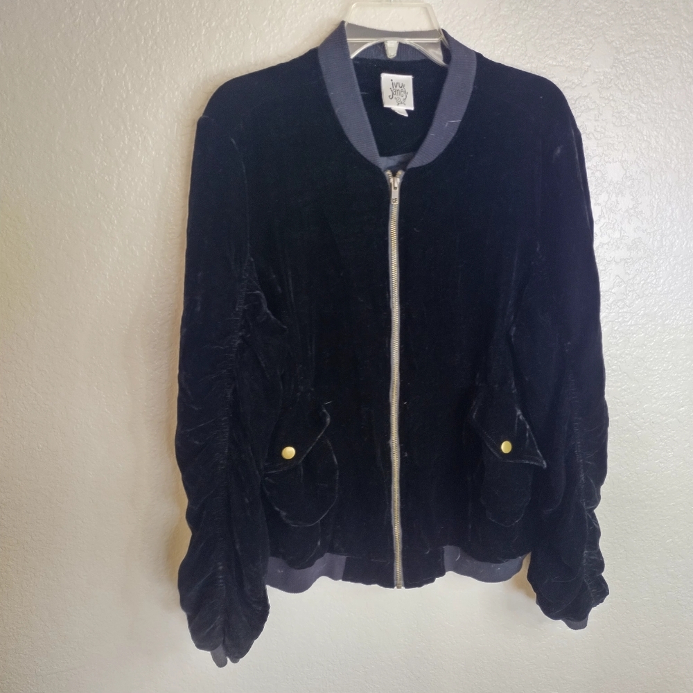 Ivy Jane embroidered velvet bomber jacket sz L - Picture 2 of 7